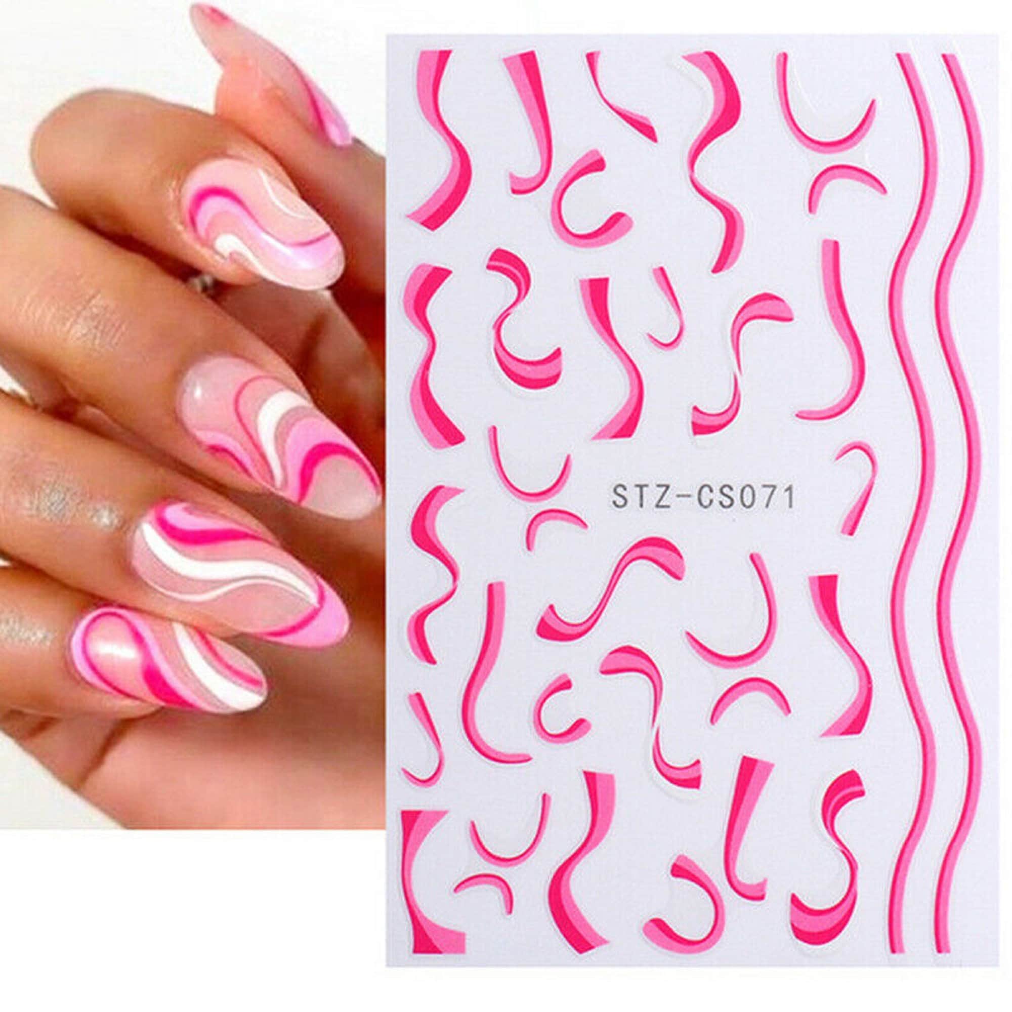Nail Art Stickers Transfers Decals Neon Hot Pink White Purple - Etsy