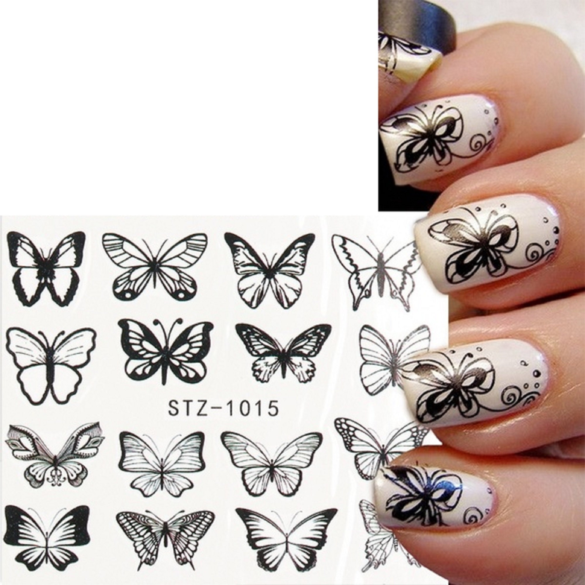 Nail Art Water Decals Stickers Transfers Large Black - Etsy UK