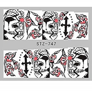 Nail Art Stickers Nail Water Decals Transfers Wraps Halloween Gothic Skull Goth image 5