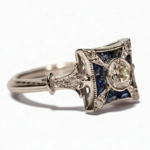 Old European Diamond Ring, Antique Edwardian Ring, Engagement Proposal Ring, Vintage Inspire Women&#39;s Ring, Handamde Jewellery Gift For Her