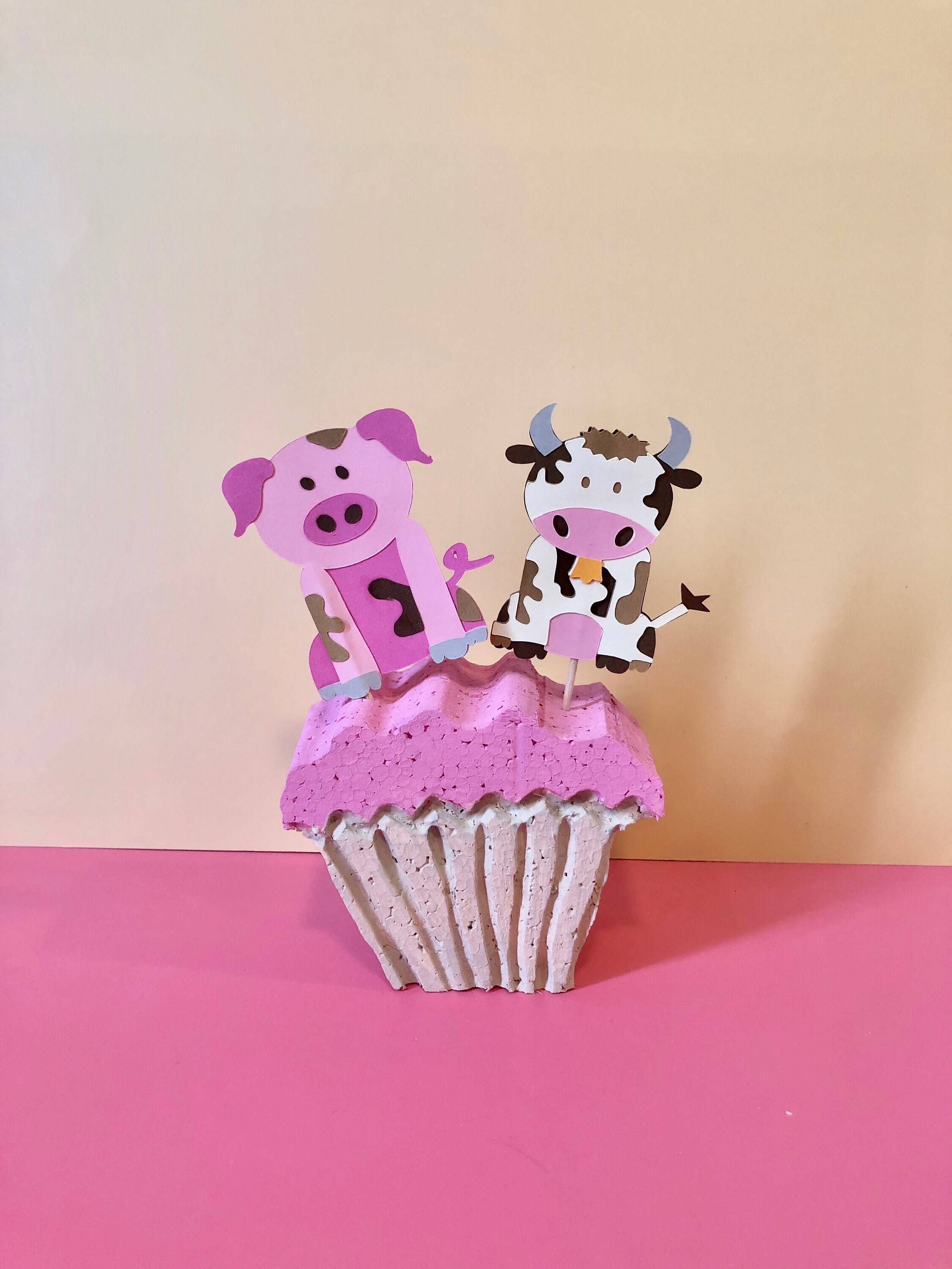 Farm Animals Cupcake Toppers Birthday Party Cow Cupcake Etsy