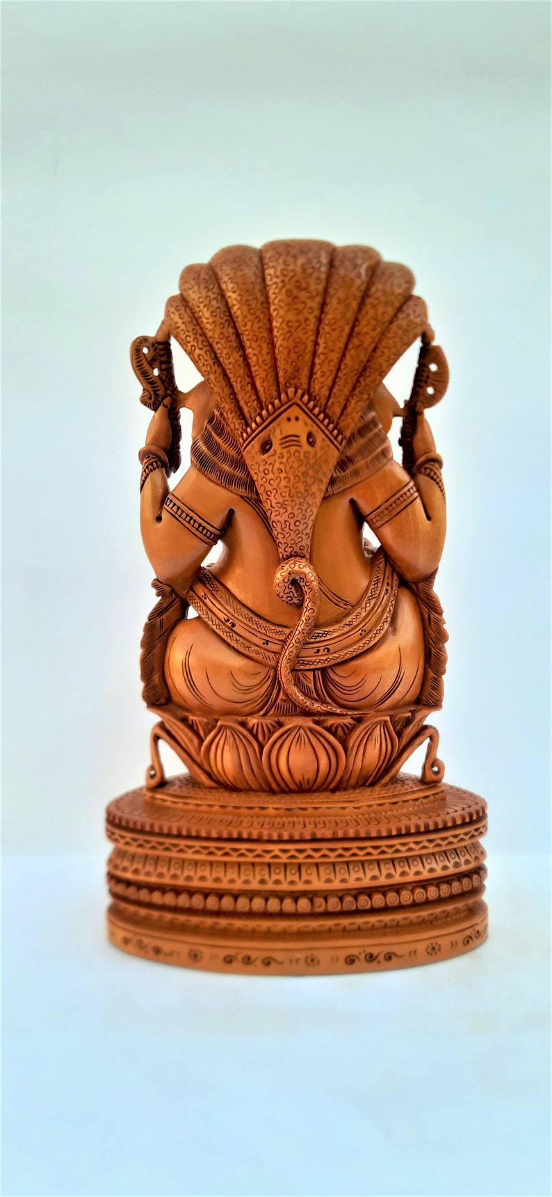 Ganesha Idol With Sheshnag Wooden Ganesha Home Decor Etsy