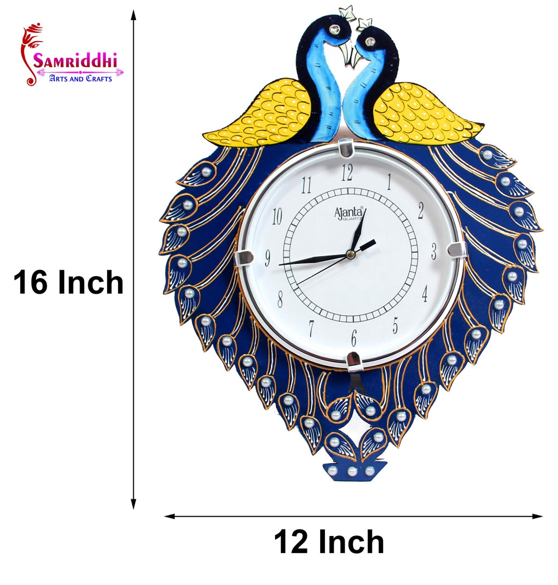 Hand Painted Peacock Wall Clock/ Analog Wall Clock/ Modern Etsy