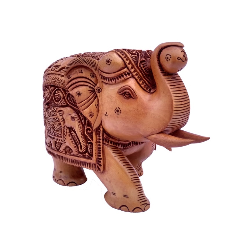Handmade Elephant Statue Trunk Up/ Wooden Hand Carved/ Home Etsy