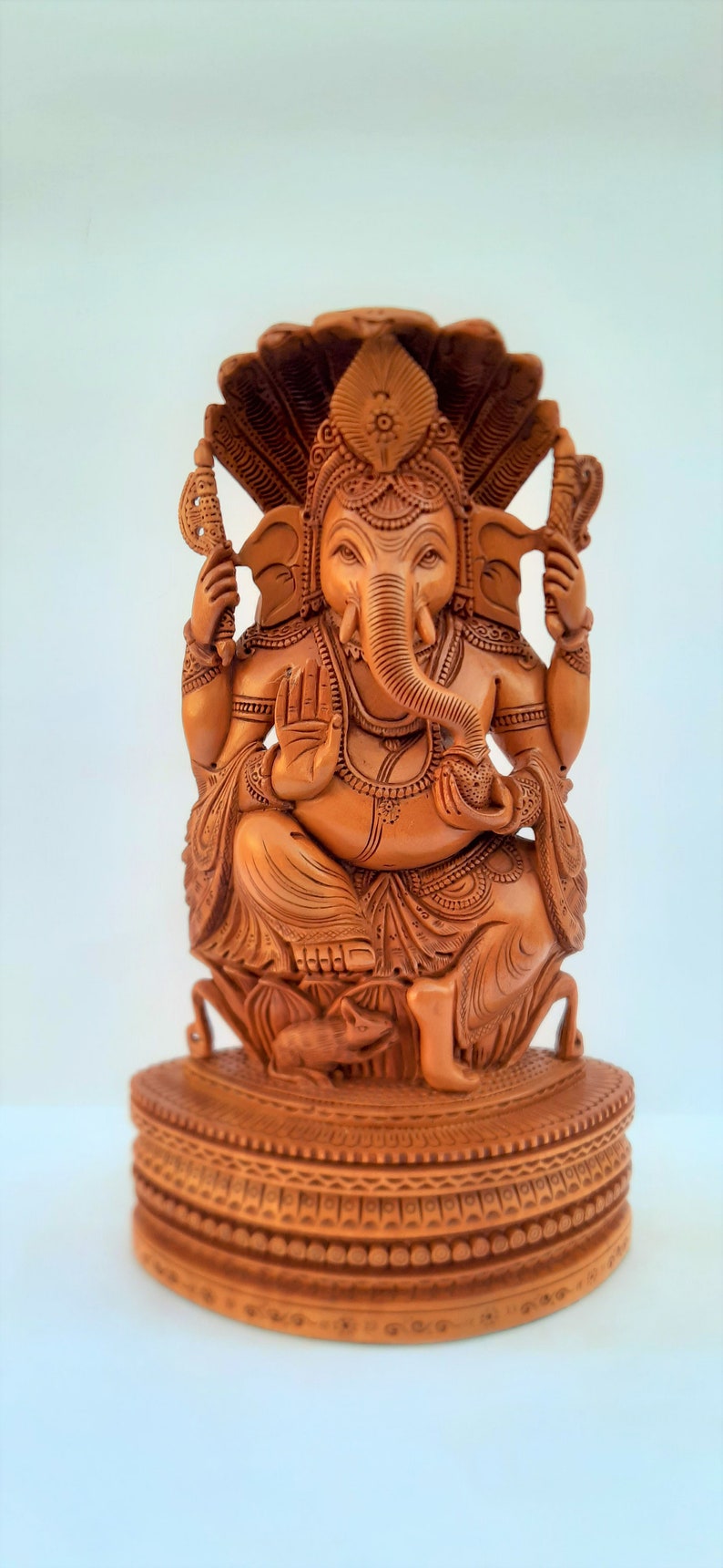 Ganesha Idol With Sheshnag Wooden Ganesha Home Decor Etsy
