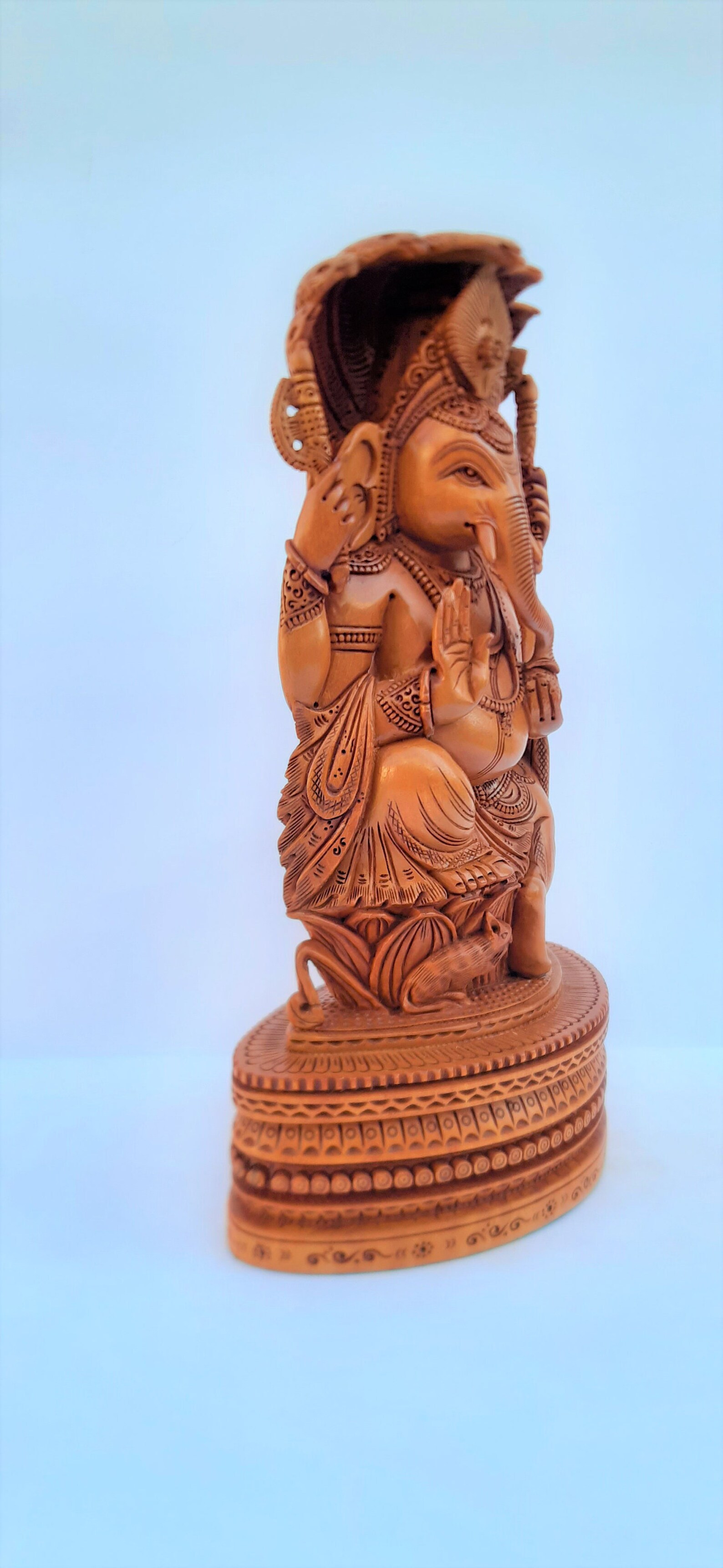 Ganesha Idol With Sheshnag Wooden Ganesha Home Decor Etsy