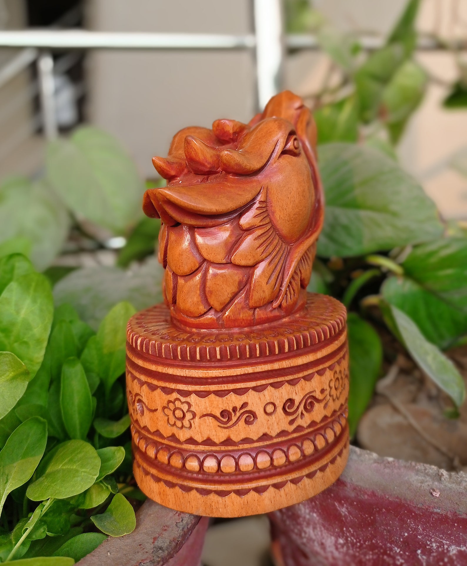 Cabeza de dragón tallado a mano de madera bellamente | Etsy