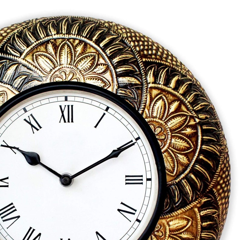 Antique Wall Clock Wooden & Brass Handcrafted /Beautiful Etsy