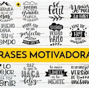 Motivational Quotes SVG-BUNDEL - Inspirerend knutselen Snijbestanden in het Spaans voor borden, shirts, mokken, draagtassen enz.