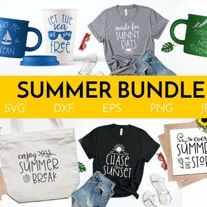 SUMMER BUNDLE SVG - 旅行、キャンプ、冒険のクラフト、看板、シャツ、マグカップ、トートバッグなどのカット ファイル。