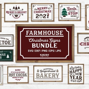 Farmhouse Christmas Signs SVG Bundle - Christmas Bundle SVG - Rustic Christmas Porch and Home Decor SVG Cut files