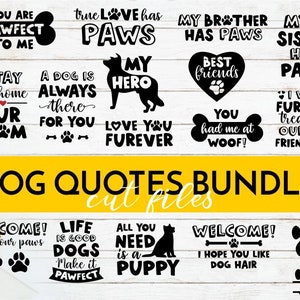 Hunde Zitate SVG Bundle - Hundeliebe und lustige Schnittdateien (Hundepfoten Monogramm Rahmen, Bruder Schwester, Hundenapfschüssel, Fellmutter, Welpe, Fußmatte)