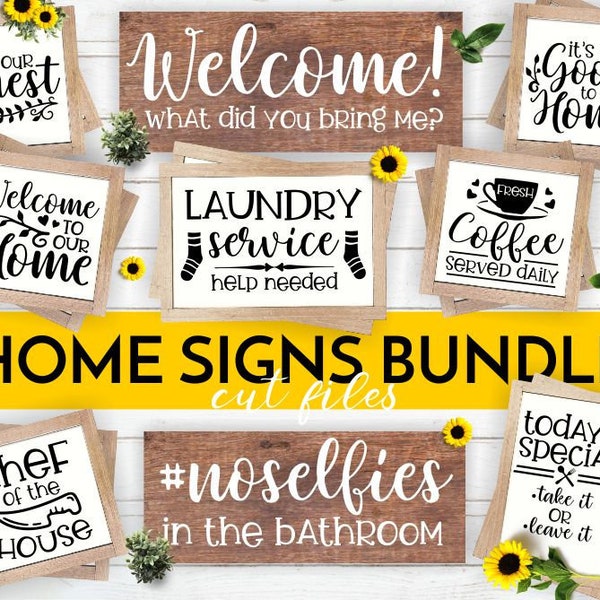 Home Signs SVG BUNDLE - Farmhouse kitchen, bathroom, laundry, dinning room decor Cut files for Sign making, shirts, mugs, doormats etc.