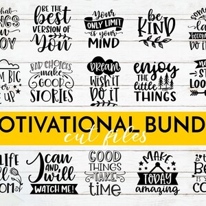 SVG-BUNDEL motiverende citaten - Inspirerend knutselen Snijbestanden voor borden, shirts, mokken, enz. Werkt met de Cricut en alle snijmachines