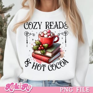 Lecturas acogedoras y chocolate caliente PNG Libros navideños PNG Todos los libros reservados para Navidad PNG Amantes de los libros Regalo de Navidad para maestros bibliotecarios PNG Club de lectores