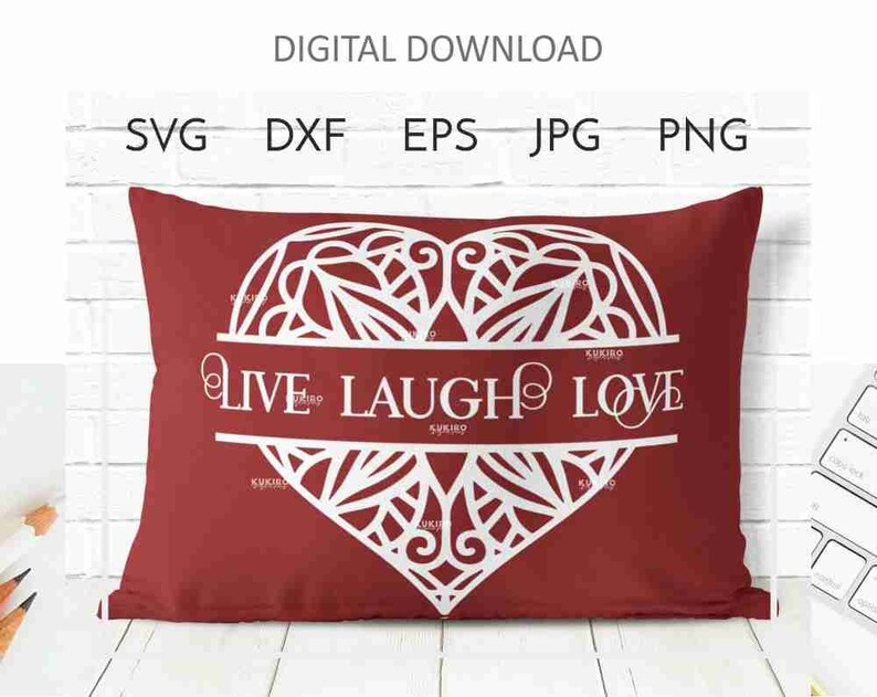 Download Zentangle split heart SVG Live Laugh Love Svg Cut file | Etsy