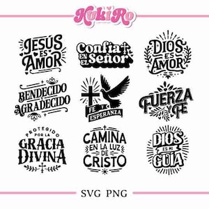 BUNDLE SVG Frases cristianas | Frases bibliques | Frases religiosas | Cristinas Svg | chrétien espagnol | Svg Dios | versos biblicos svg png