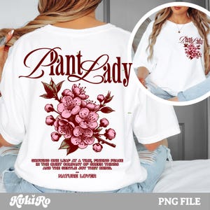 Plant Lady Png vintage Flower Graphic Gardening Shirt Design Nature Lover Citation Pink Bloom Fichier Png gardening girl png Cherry Blossom png