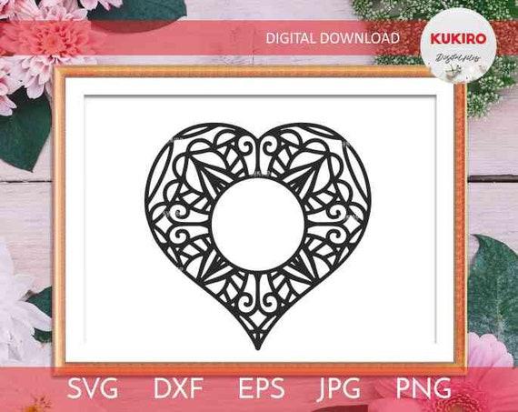 Download Mandala Heart Monogram Svg Cut File Valentine S Day Svg Etsy