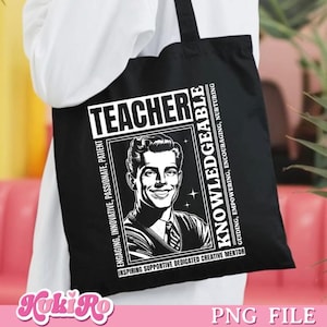 Insegnante maschio vintage PNG Insegnante Png cuore Parola Arte Design Mentore Educatore Sublimazione Clipart Trasparente Retro Insegnante maschio Tipografia PNG