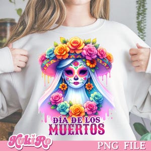 Día de los Muertos PNG Día de los muertos mexicano Catrina Novia fantasma Halloween hispano Novia espeluznante Calavera de azúcar Calavera floral PNG Camisa
