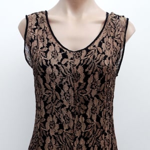 Vintage VTG 80s 90s Gold Sheer Floral Lace Black Floaty Maxi Dress M! Boho Hippie Festival Grunge