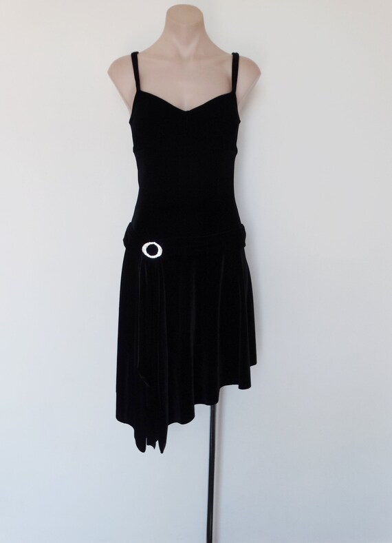 Vintage VTG 80s Black Velvet Corset Torn Leotard D