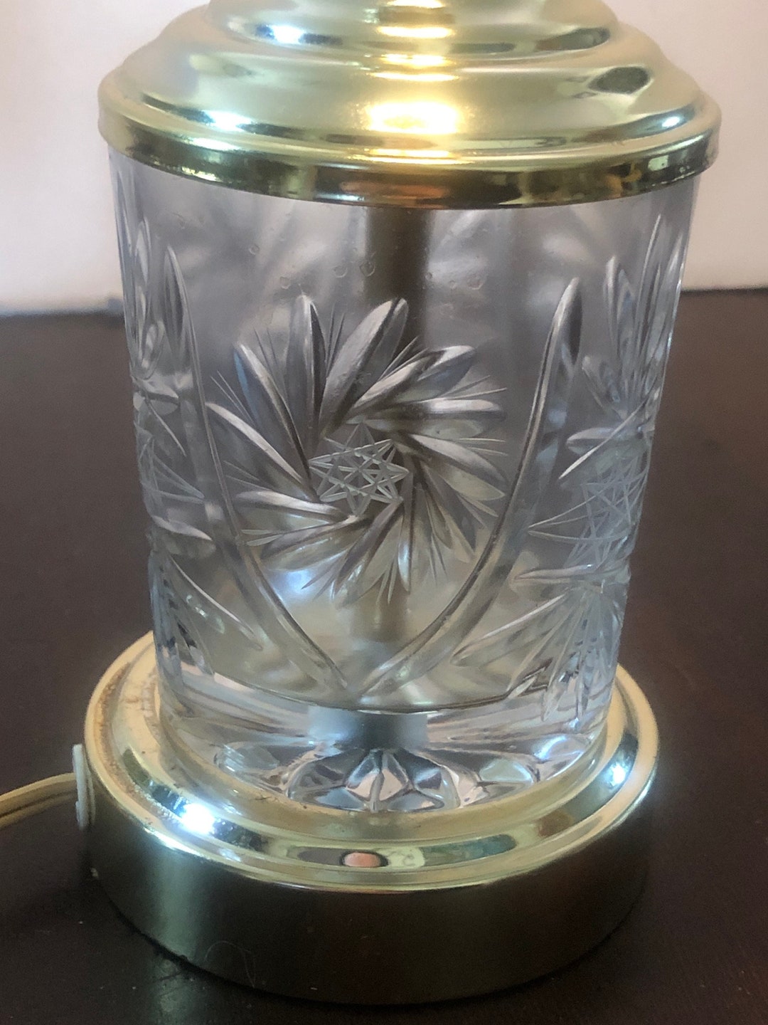 Vintage Pinwheel Lead Crystal Glass Lamp. From Poland. Etsy
