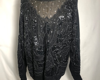 Womens Black Embellished Sweater. 2XL.