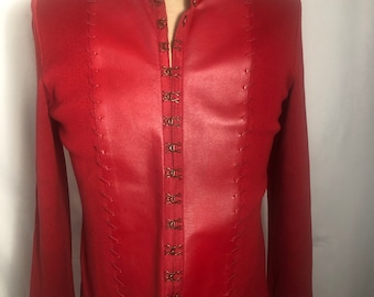 Womens Red Leather Jacket. Nygard Petites. Size M(10-12) .