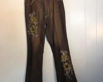 Embroidered Cotton Pants-Waist 30