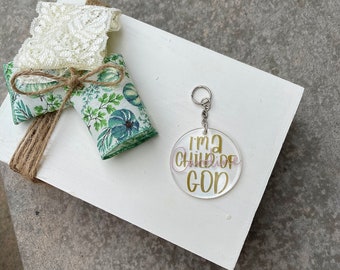 Personalized I'm a child of God keychain, Chruch , keychain, SunflowerandIris, Customizable, active