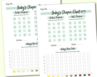 Printable Newborn Diaper Tracker, Daily Infant Nappy Log, Easy Monitoring for New Parents, Instant Download