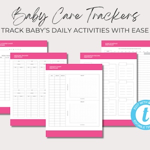 Printable Newborn Essentials Kit, Daily Diaper, Feeding & Sleep Log, Complete Infant Monitoring Set, Instant Download