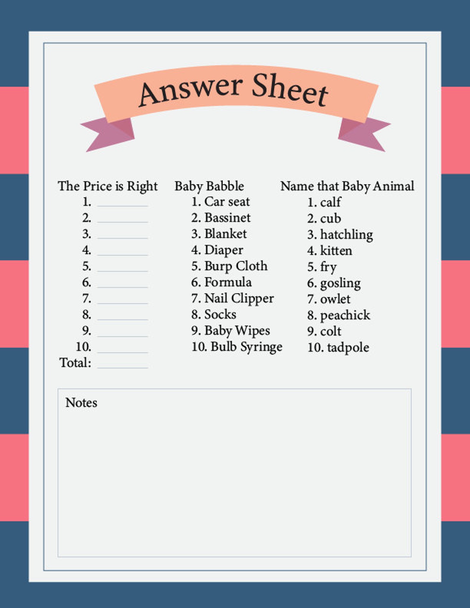 Baby Shower Games, Pink, Blue, Instant Printable, Unlimited Prints, 6
