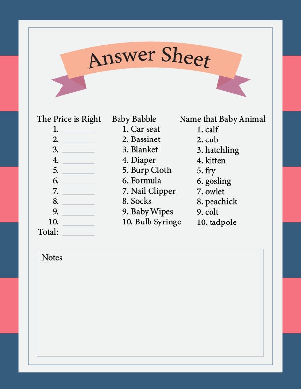 Baby Shower Games, Pink, Blue, Instant Printable, Unlimited Prints, 6 ...