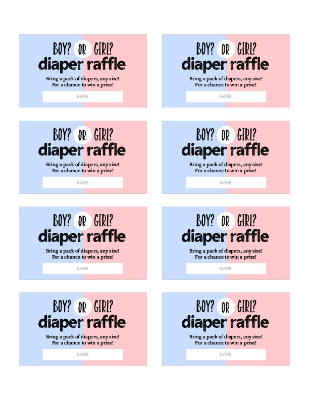 Diaper Raffle Tickets, Gender Reveal, Boy or Girl, Instant Download