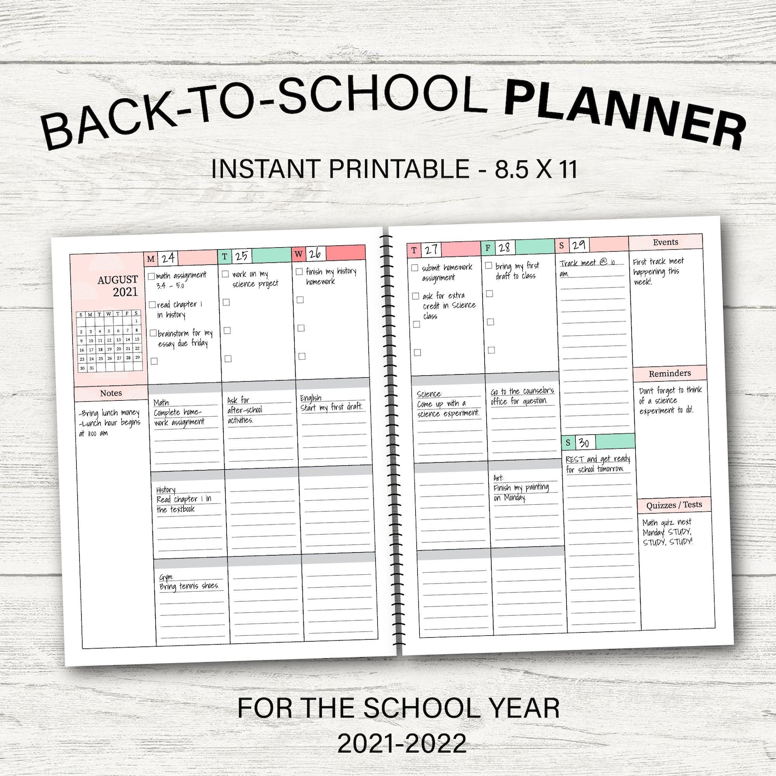 school planner layout