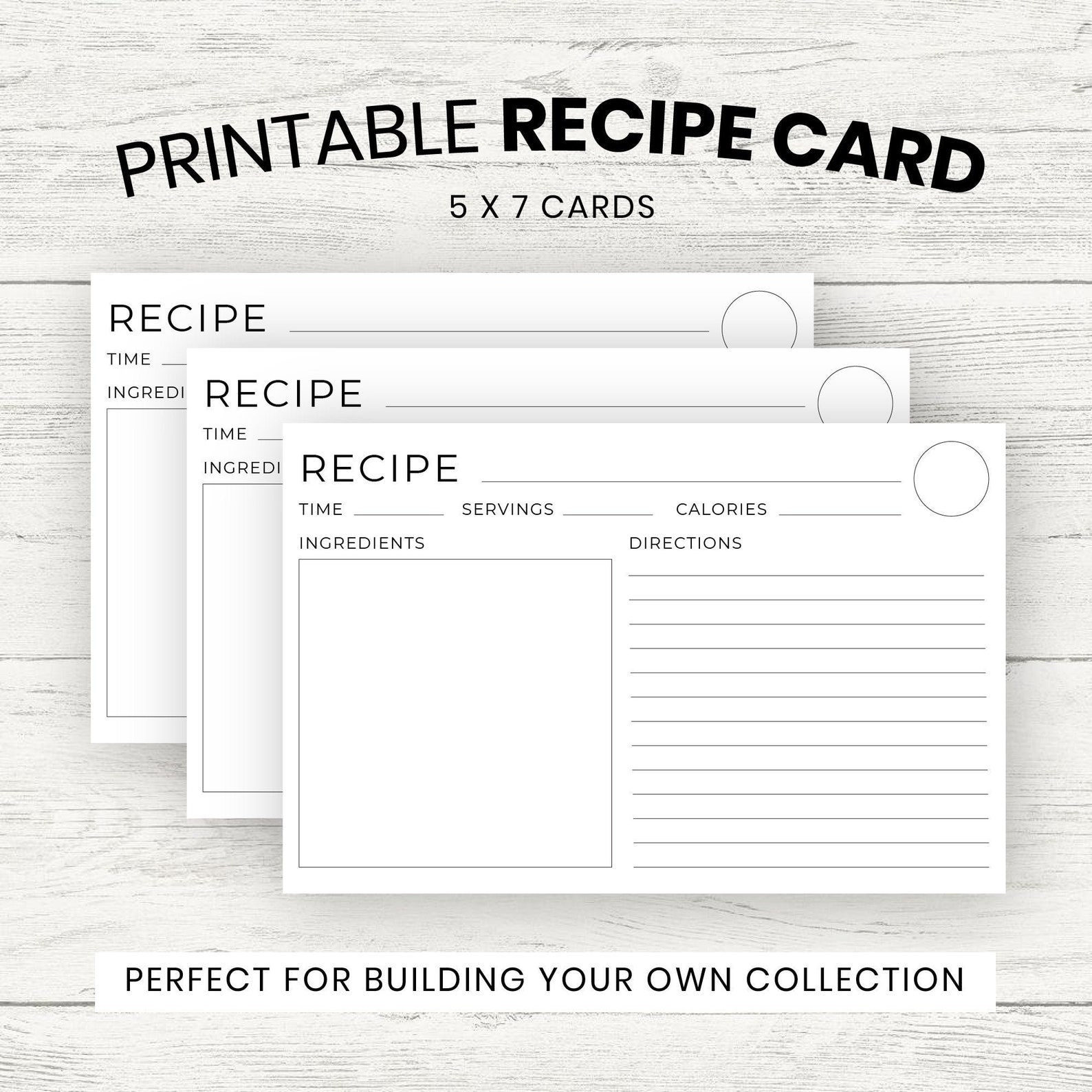 Printable Recipe Card Blank Card 5x7 Instant Download | Etsy