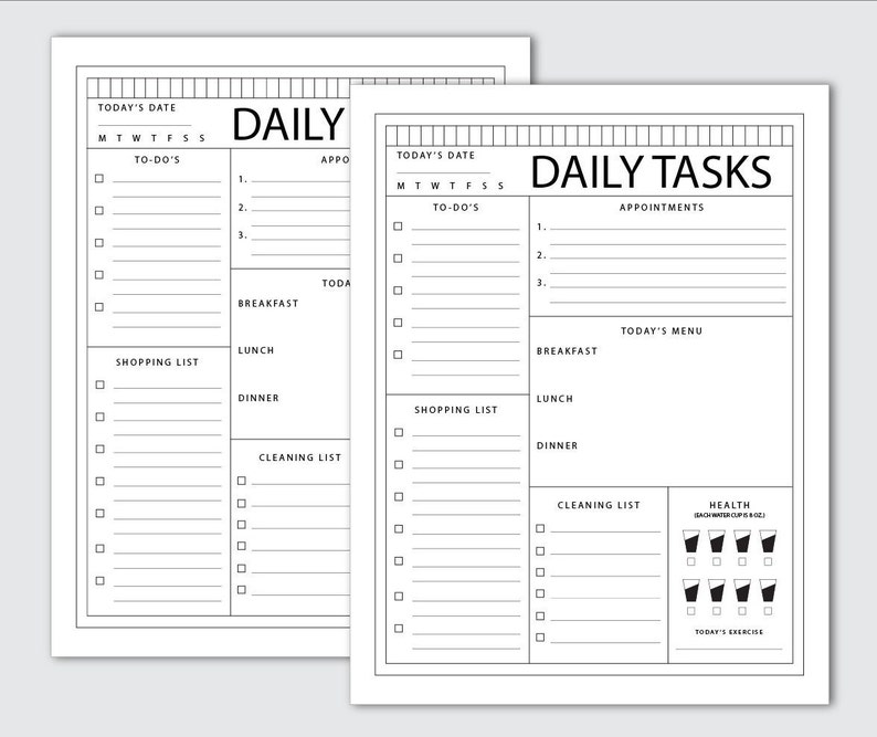 Daily Tasks Printable, Planner Insert, ARC System, Binder Inserts ...