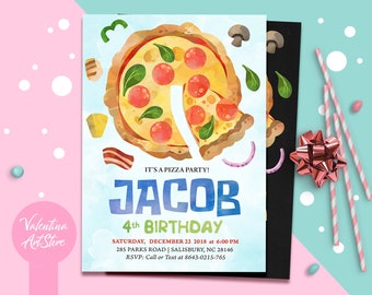 pizza party invite etsy