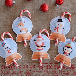 Personalized Christmas Candy Cane Holder Gift Tags, Stocking Stuffers