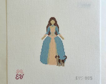 Erika-pop | Prinses en de bedelaar | Handgeschilderd borduurcanvas | 18 kt