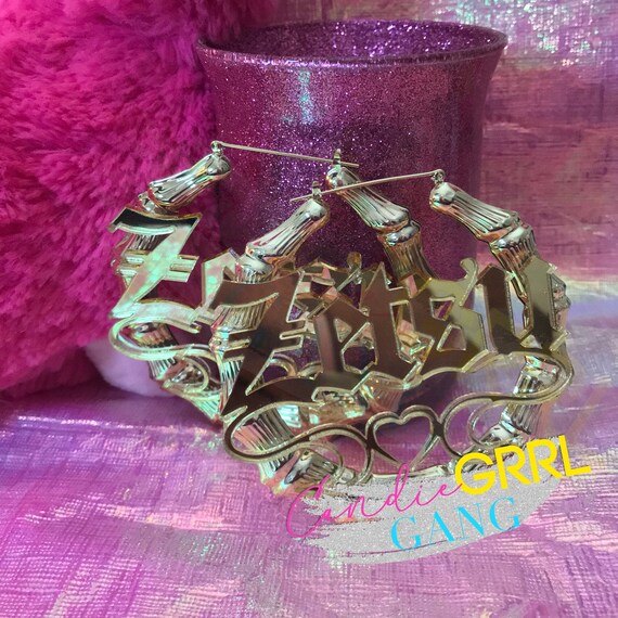 90s hoop earrings with name clearance
