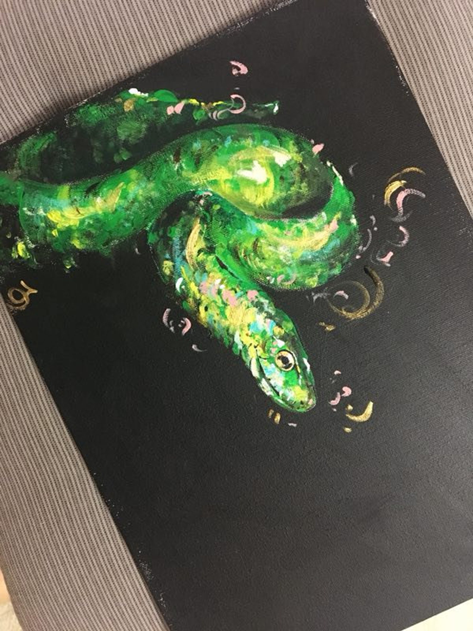 Acrylic Painting Green Snake 5.5 x 7 Original Etsy