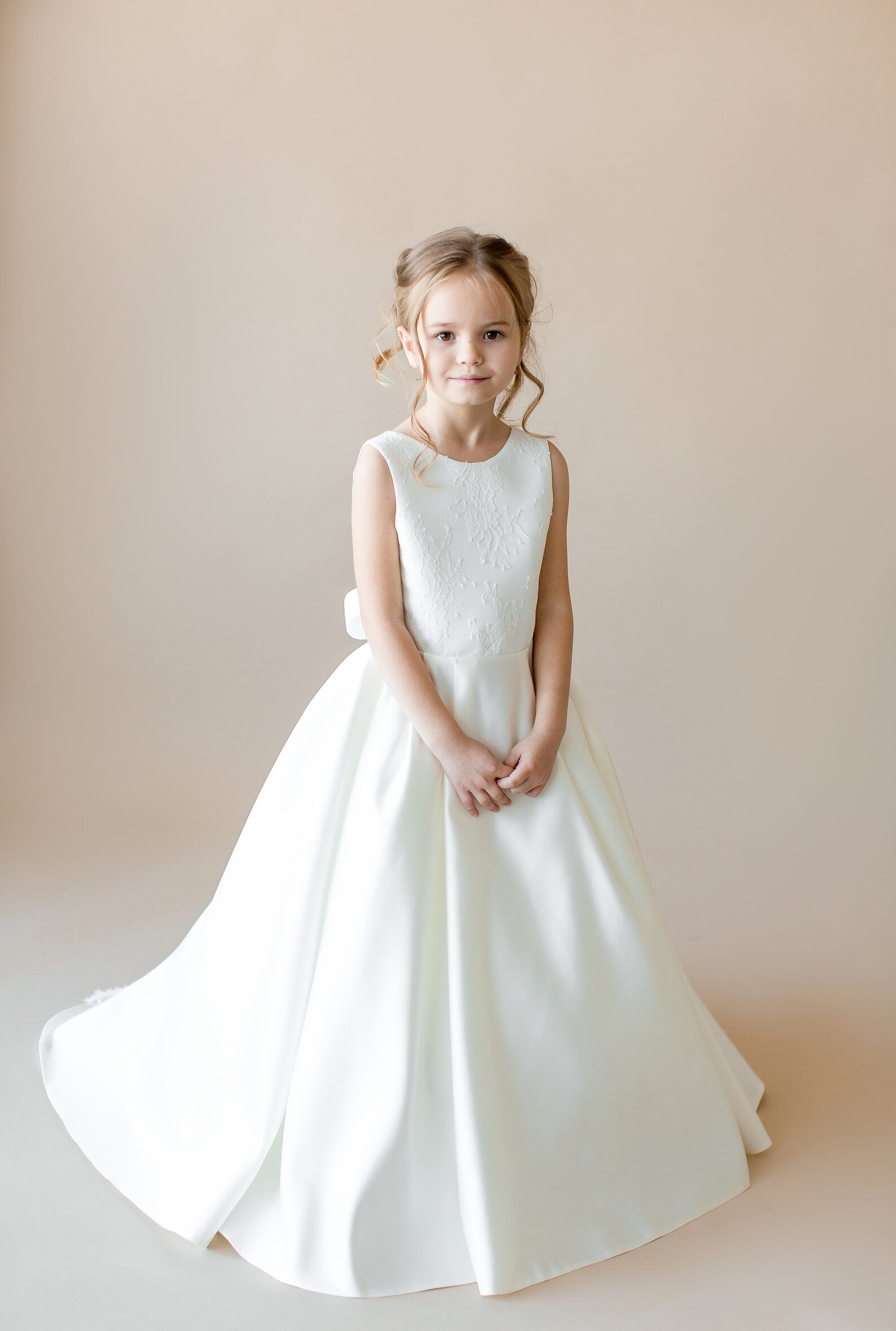 Ivory Flower Girl Dress with train Junior bridesmaid dress Etsy