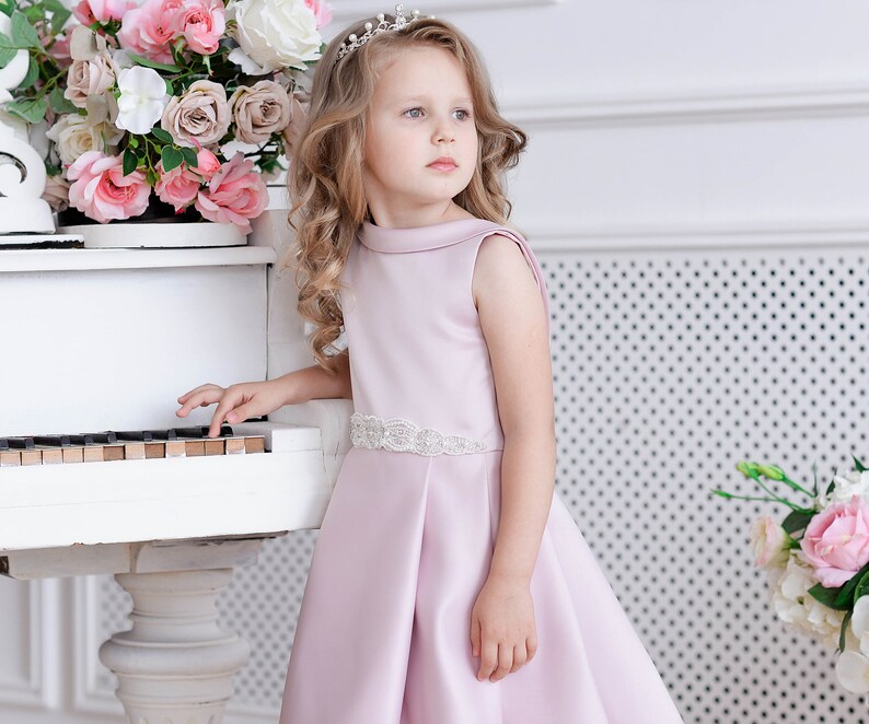 Blush Flower Girl Dress Pink Junior Bridesmaid Dress Lace Etsy