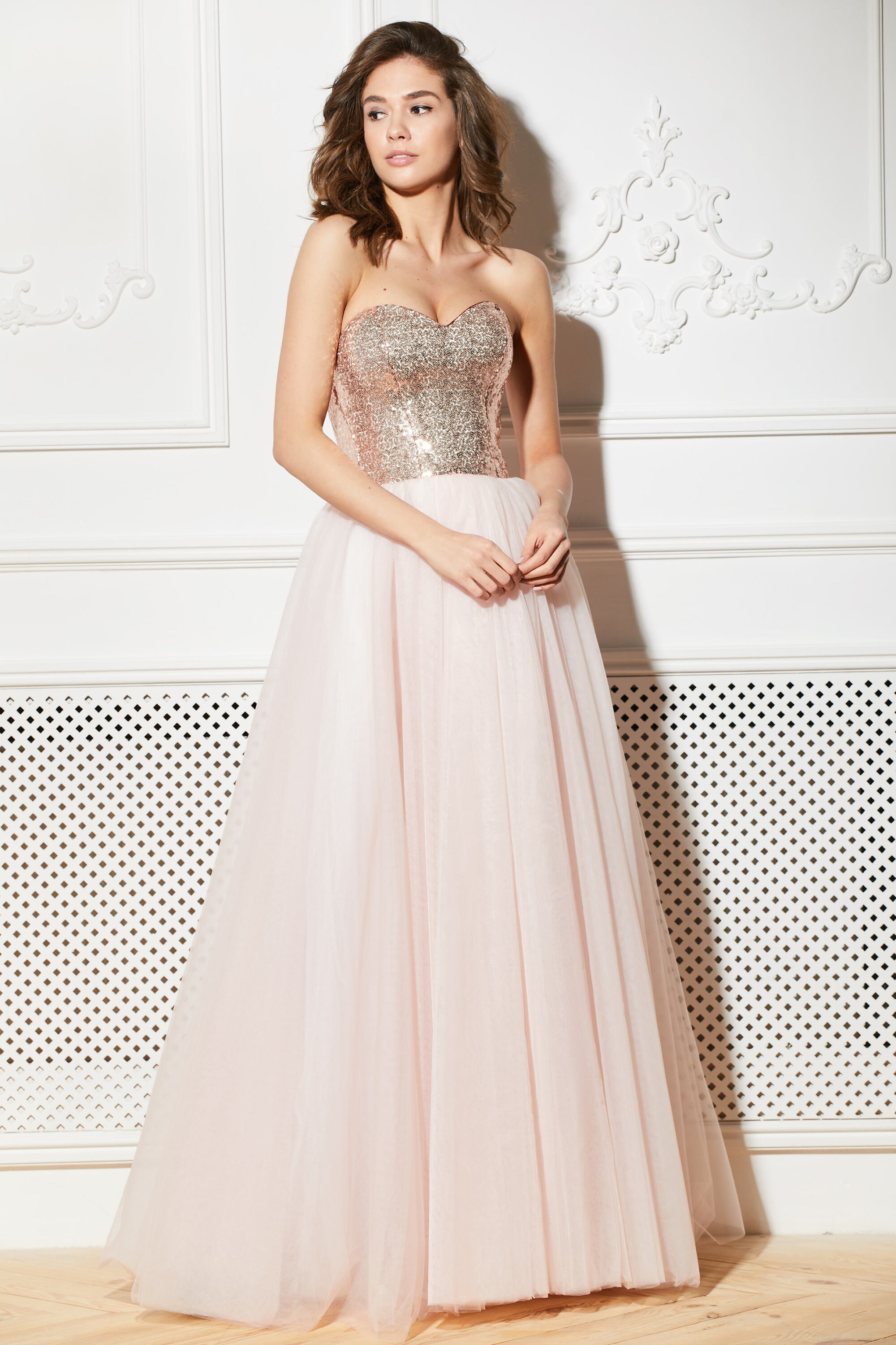 blush sequins dress
