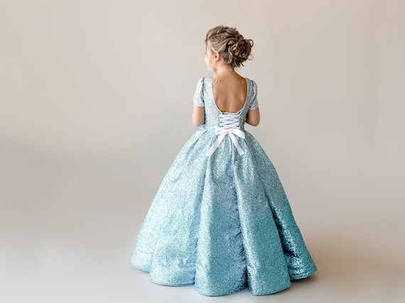 glitter flower girl dress