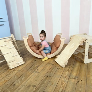 Climb triangle set,  Climb arch , Climb frame,  Montessori toddler , Foldable  triangle, arch pillow,  Baby wood gym, Montessori climber